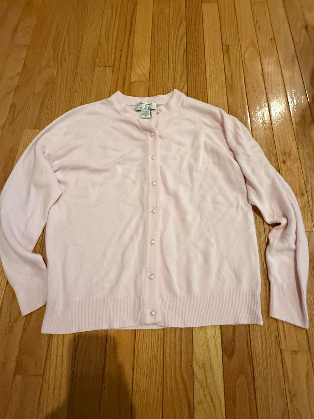 Essentials Light Pink Pearl-Button Cashmere-Blend Cardigan